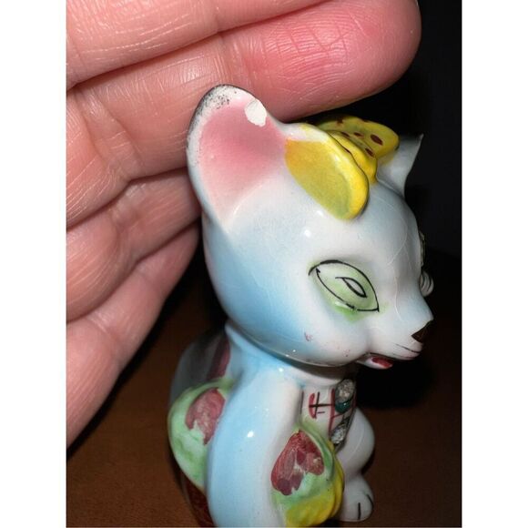 LEFTON Salt Pepper Shaker Set Jeweled Cats-Vintage Japan MCM Ceramic Matching - Picture 3 of 9